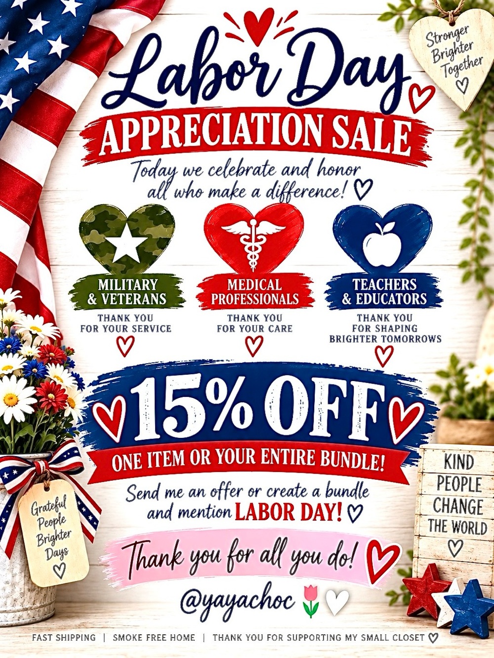 🇺🇸 LABOR DAY APPRECIATION SALE 15% OFF 🇺🇸